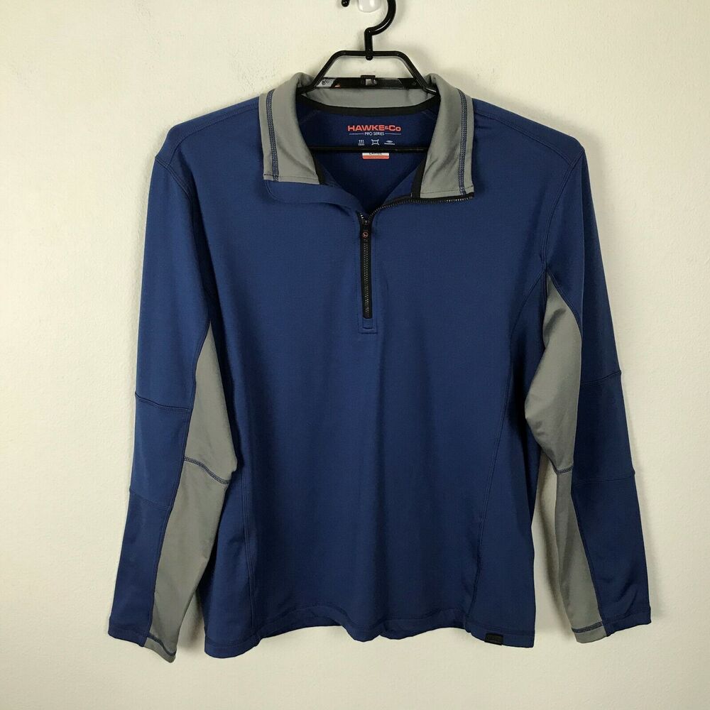 Hawke & Co Pro Series Pullover Jacket Mens Size L Blue Gray 1/4 Zip‎ Polyester